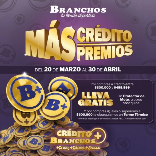Más créditos y más premios en Branchos en el centro comercial San Ciolás de Rionegro Antioquia